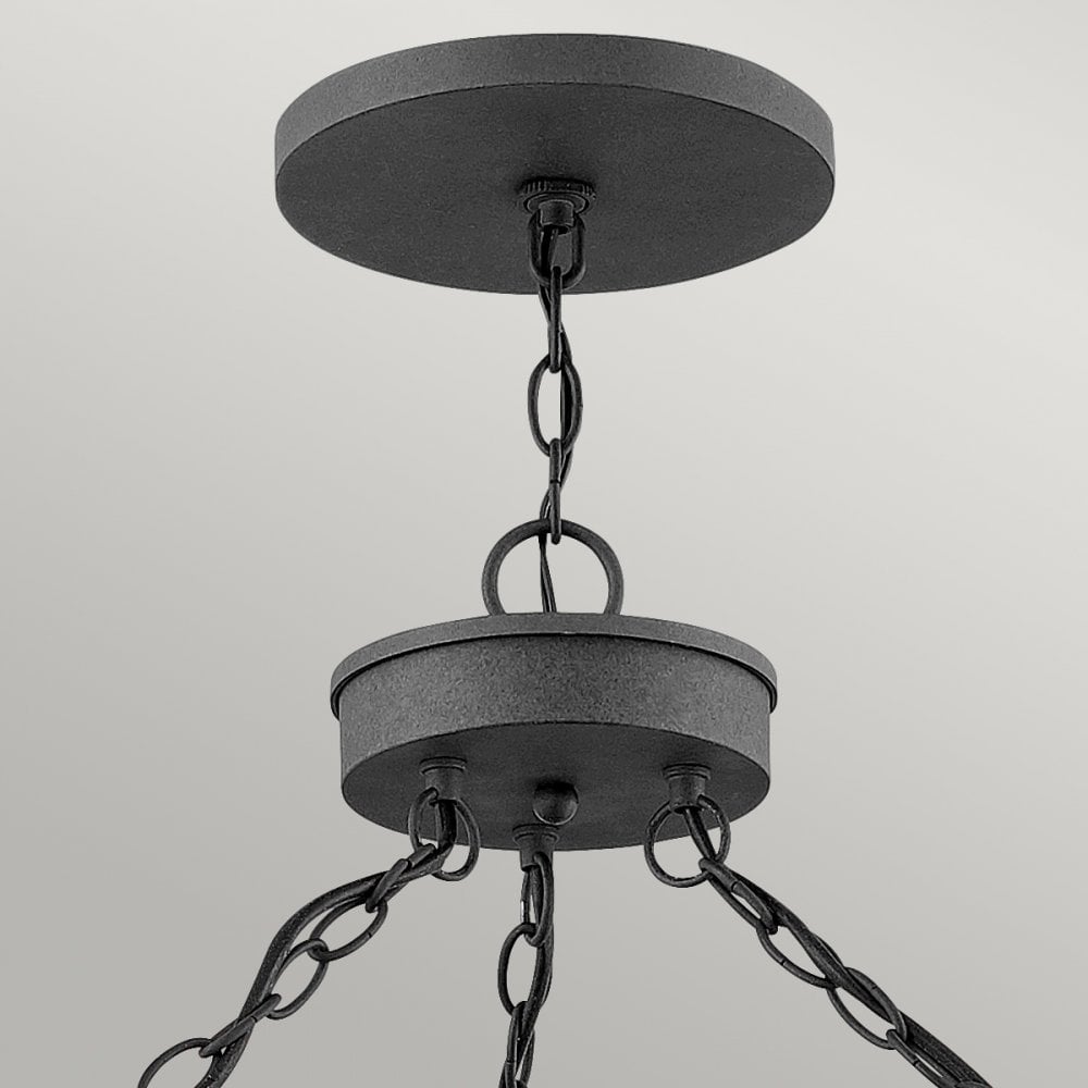 Quintiesse Lakehouse 6 Light Outdoor Chandelier - Aged Zinc with Driftwood Grey