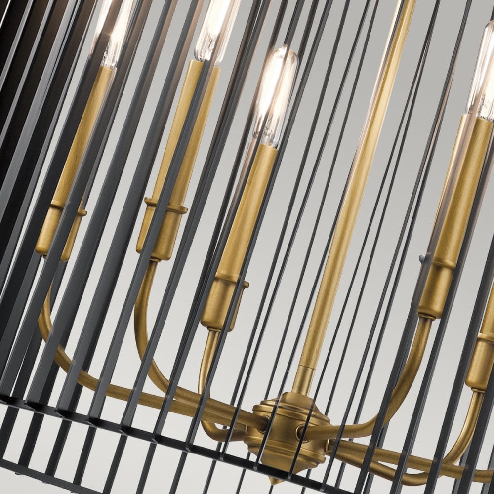 Quintiesse Linara 6 Light Chandelier / Pendant - Black & Natural Brass