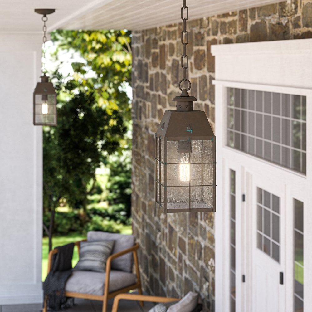 Quintiesse Nantucket Single Medium Chain Lantern - Aged Brass