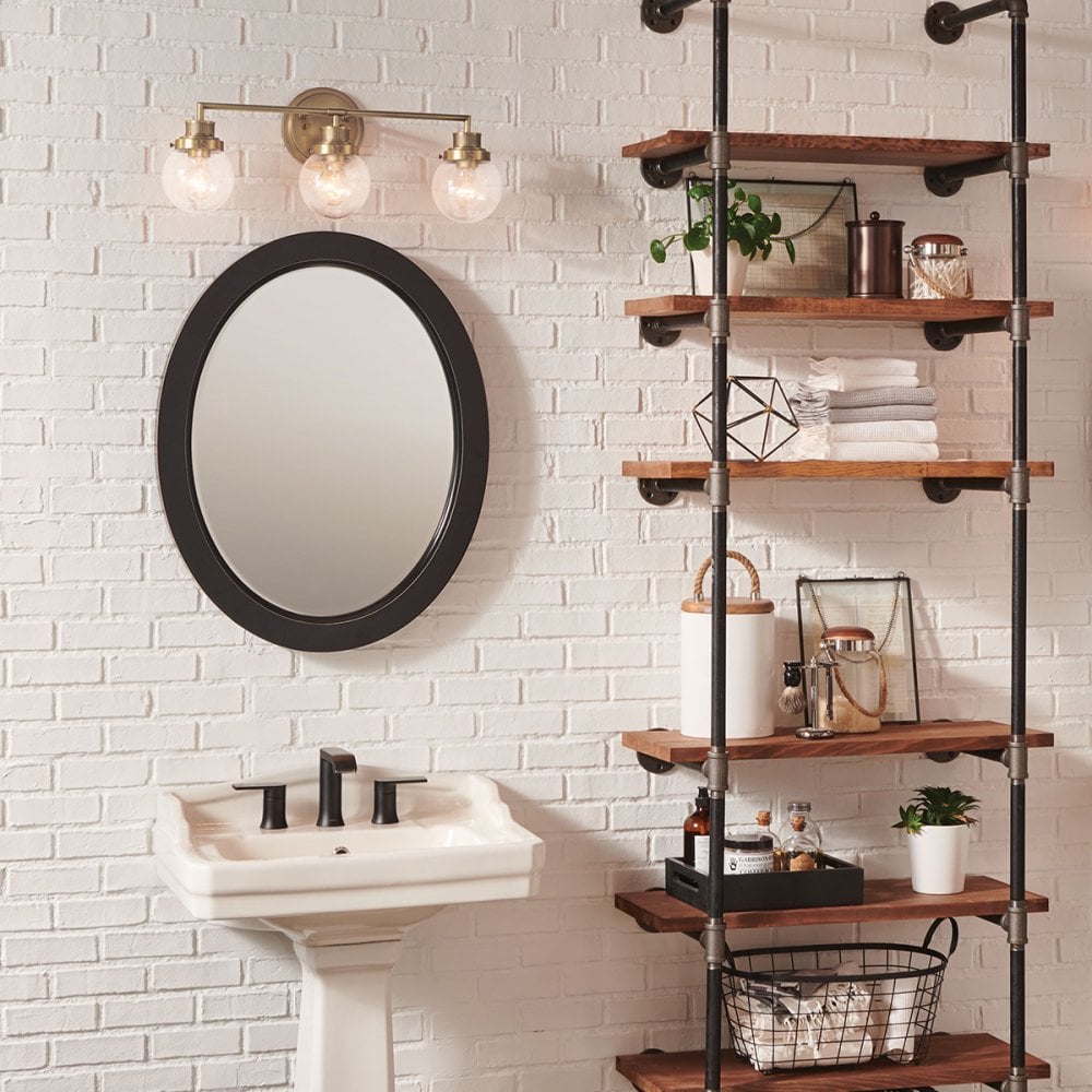 Quintiesse Poppy 3 Light Bathroom Wall Light - Heritage Brass