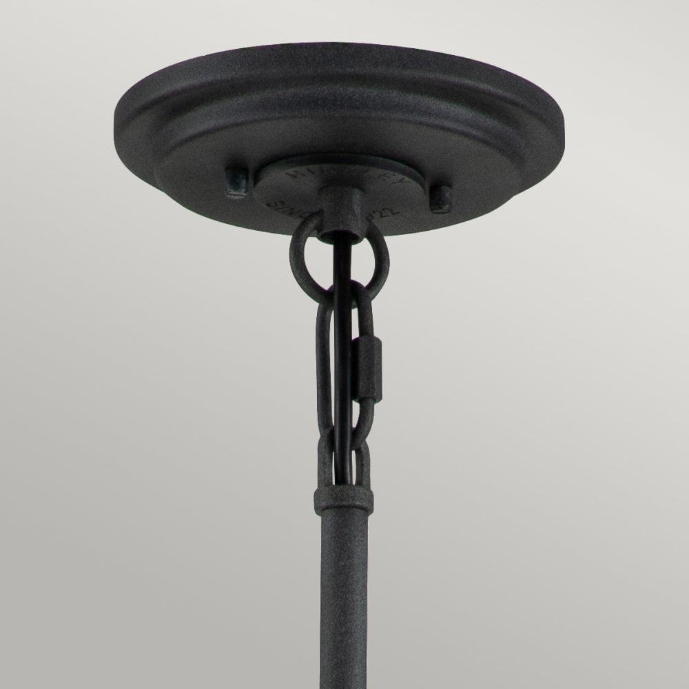 Quintiesse Silas 6 Light Pendant / Semi-Flush Fitting - Aged Zinc & Heritage Brass