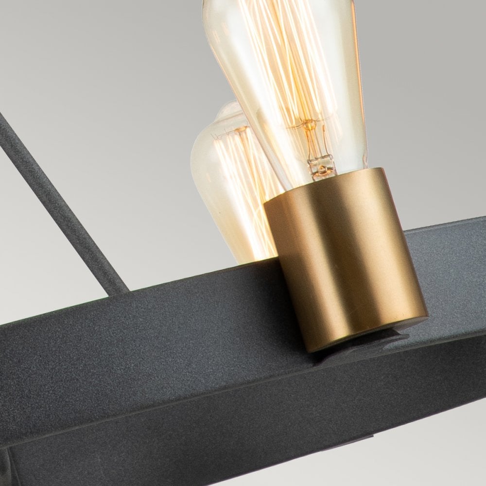 Quintiesse Silas 6 Light Pendant / Semi-Flush Fitting - Aged Zinc & Heritage Brass