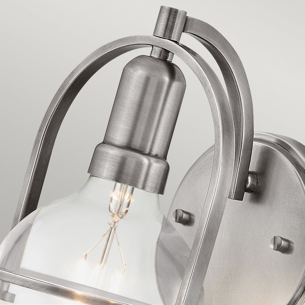Quintiesse Somerset Single Wall Light - Clear - Brushed Nickel
