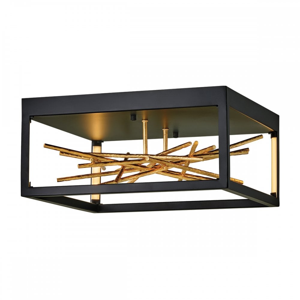 Quintiesse Styx LED Flush Fitting - Black & Gilded Gold