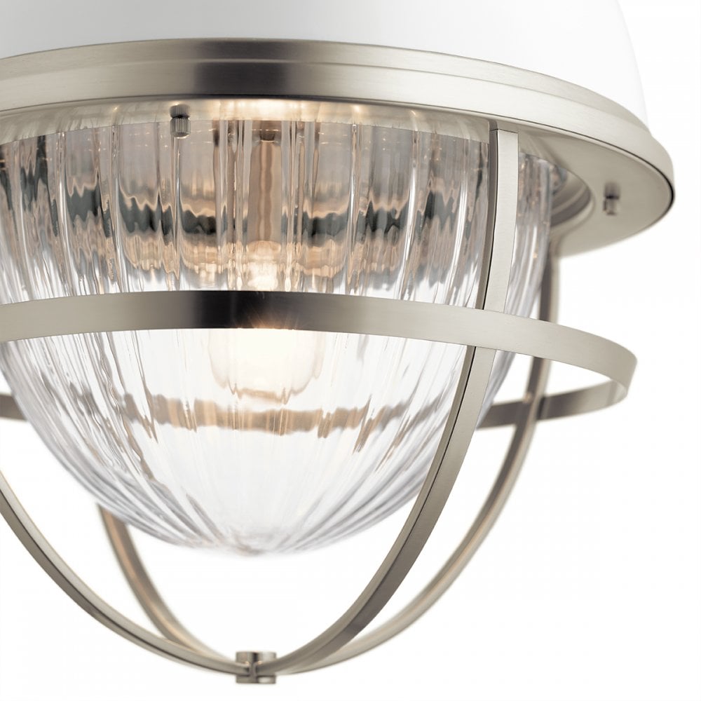 Quintiesse Tollis Single Pendant - Brushed Nickel & White