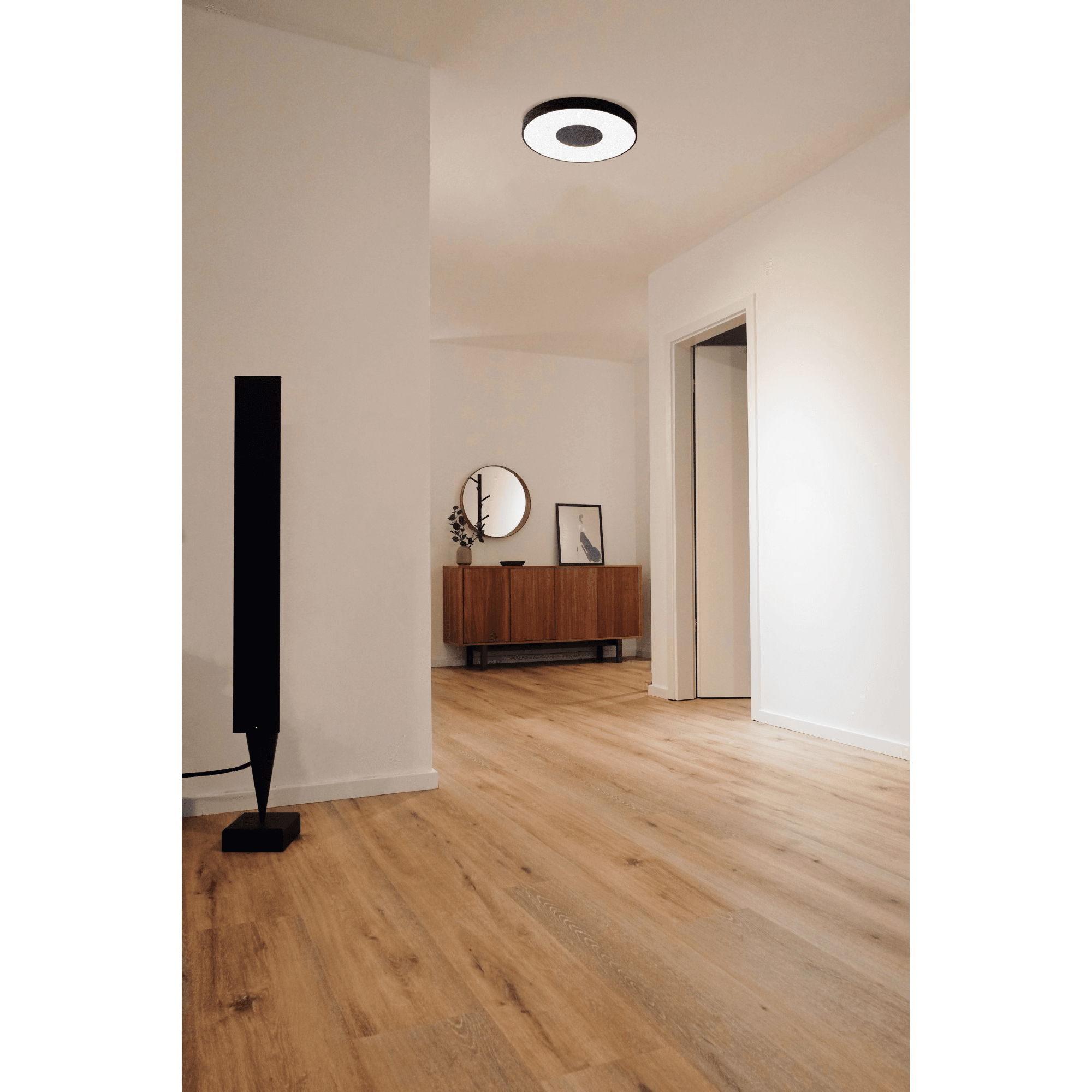 Mantra Coin Round Black LED Ceiling Light With Remote Control - 2700K-5000K