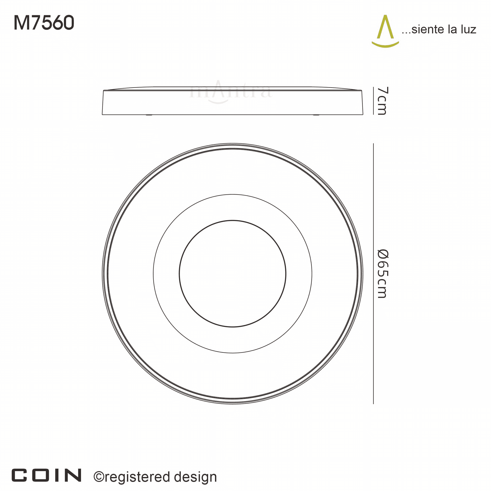 Mantra Coin Round White LED Ceiling Light With Remote Control - 2700K-5000K