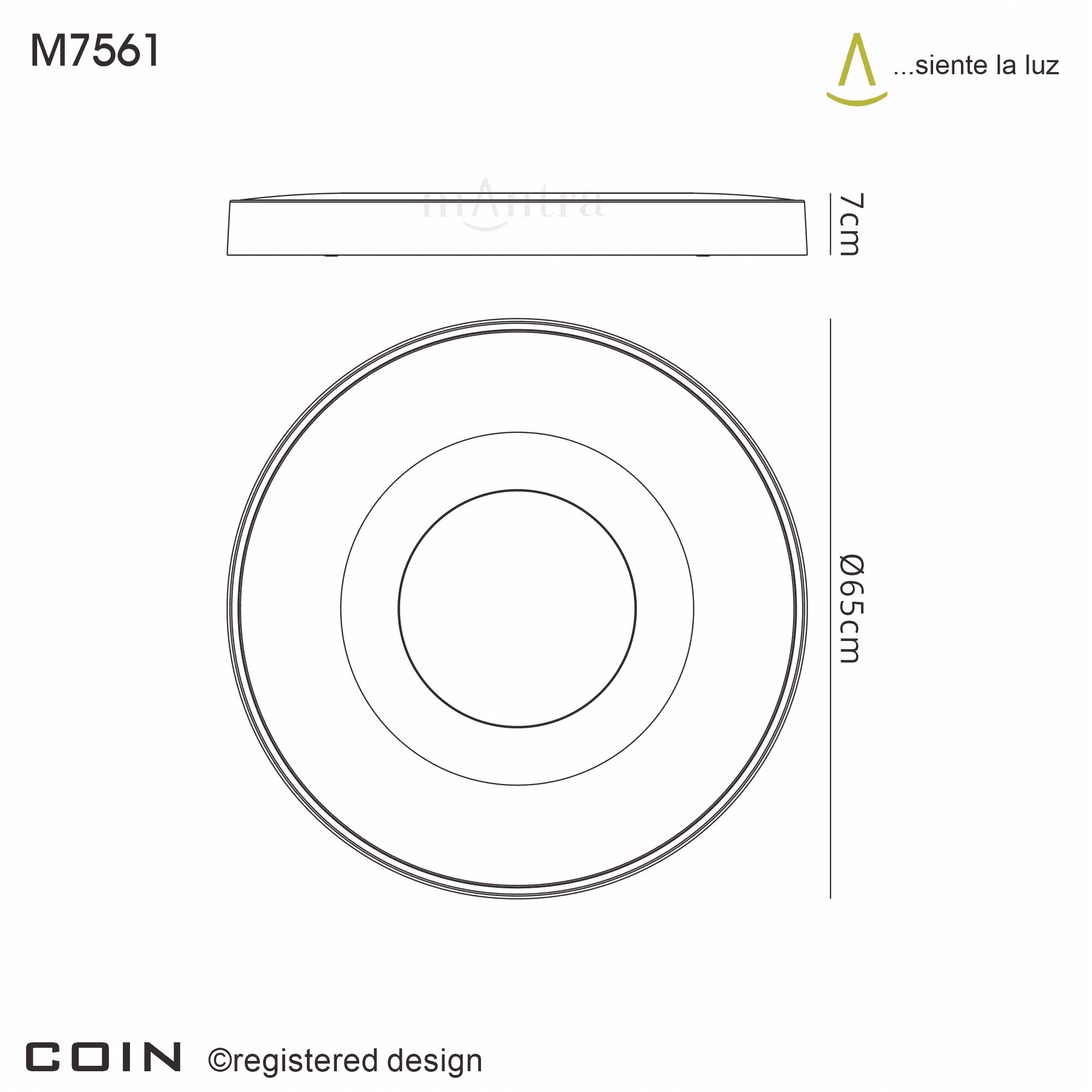 Mantra Coin Round Black LED Ceiling Light With Remote Control - 2700K-5000K