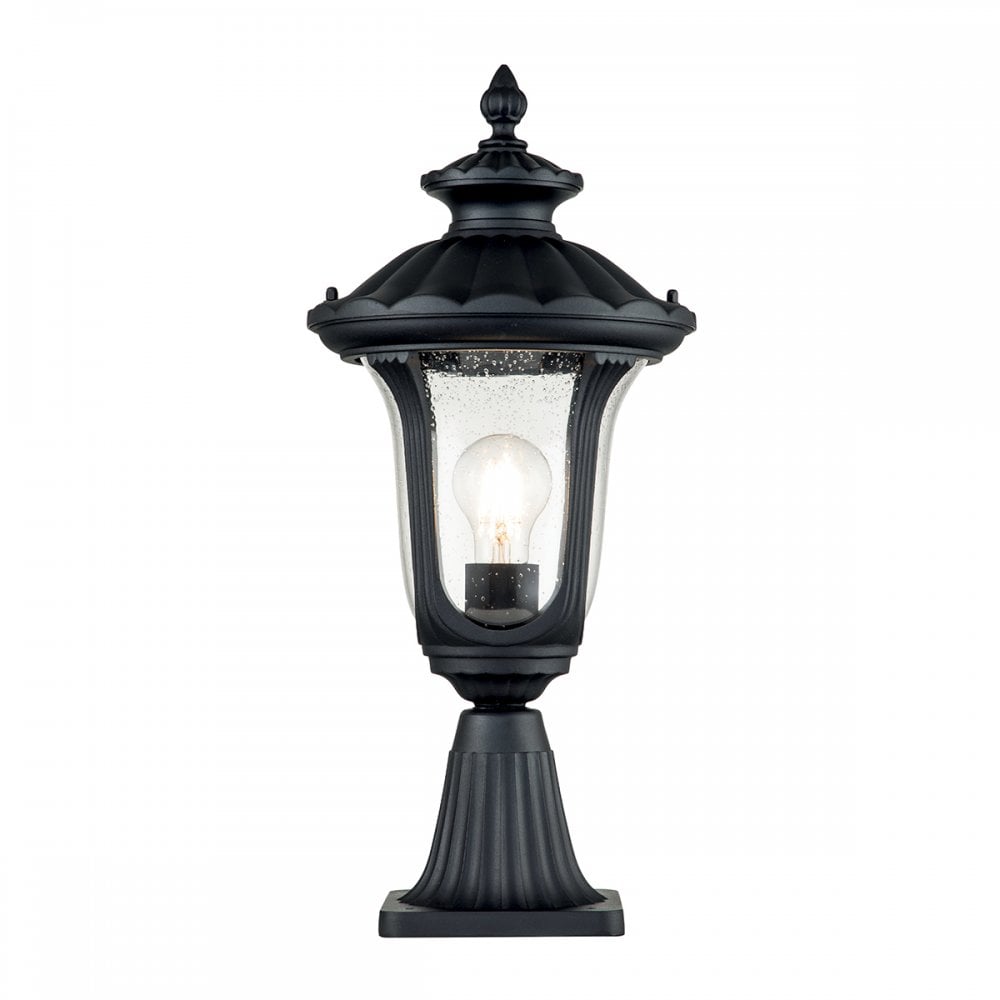 Elstead Chicago Single Small Pedestal Lantern - Textured Black