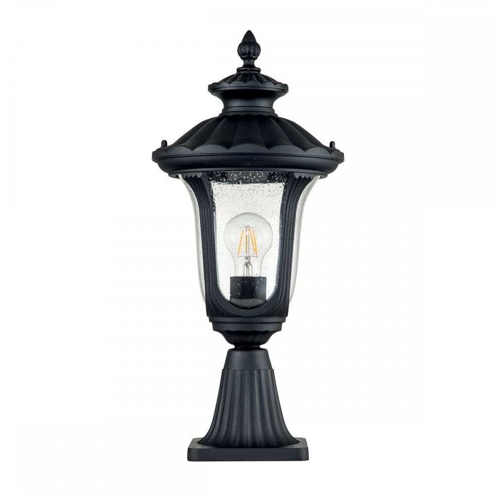 Elstead Chicago Single Small Pedestal Lantern - Textured Black