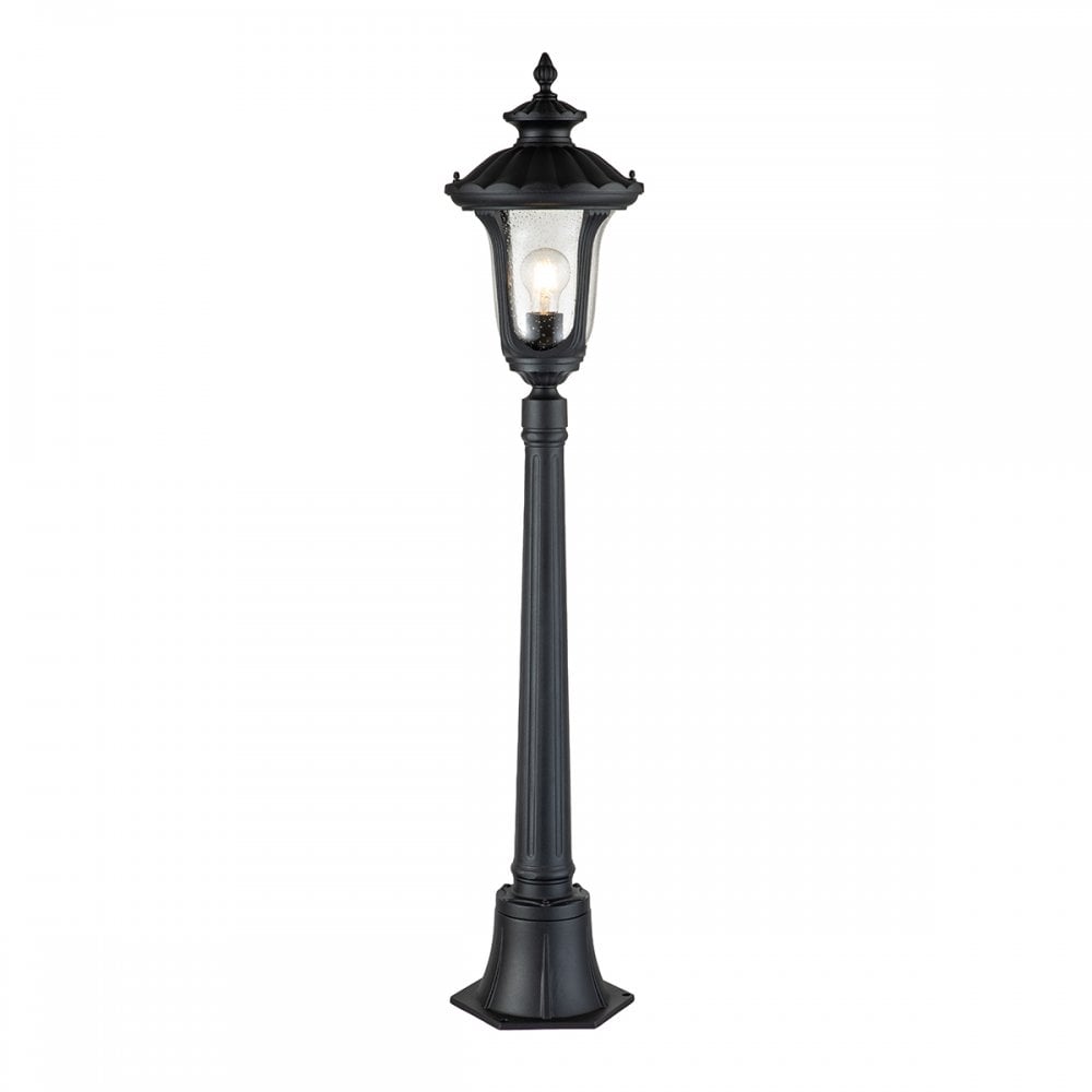 Elstead Chicago Single Small Pillar Lantern - Textured Black