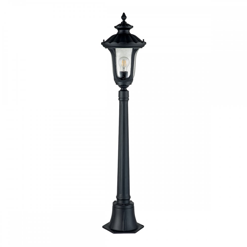 Elstead Chicago Single Small Pillar Lantern - Textured Black
