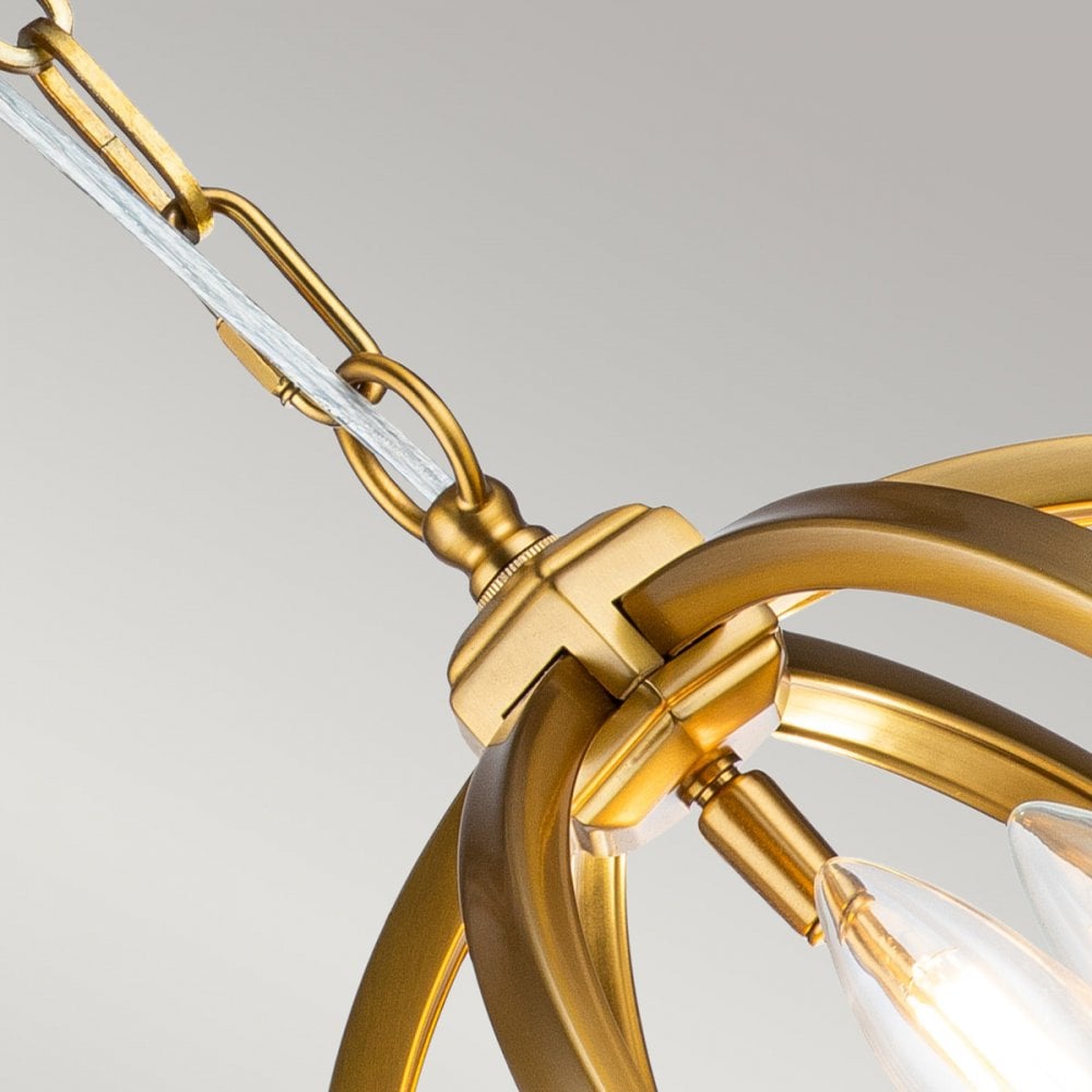 Feiss Corinne 3 Light Small Pendant - Burnished Brass