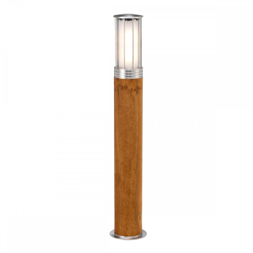 Elstead Hornsea Single Bollard - Teak with 316 Stainless Steel