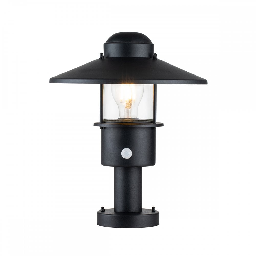 Elstead Klampenborg Single Pedestal with PIR - Black