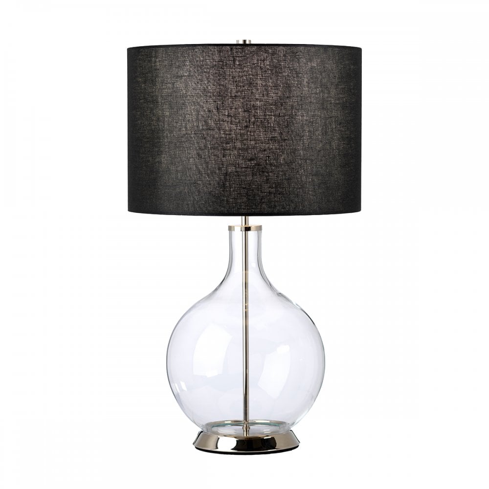 Elstead Orb Single Table Lamp - Polished Nickel & Black Shade