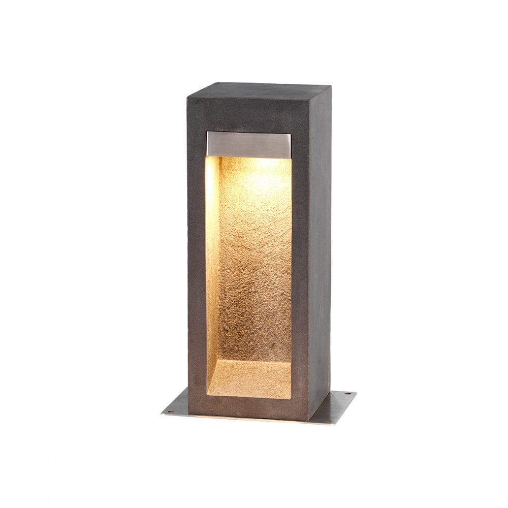 Elstead Parkstone LED Bollard 400mm - Basalt Stone & Stainless Steel