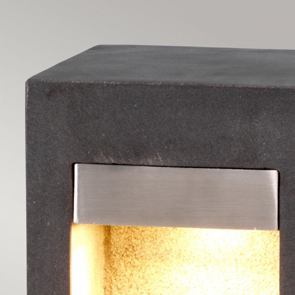 Elstead Parkstone LED Bollard 400mm - Basalt Stone & Stainless Steel