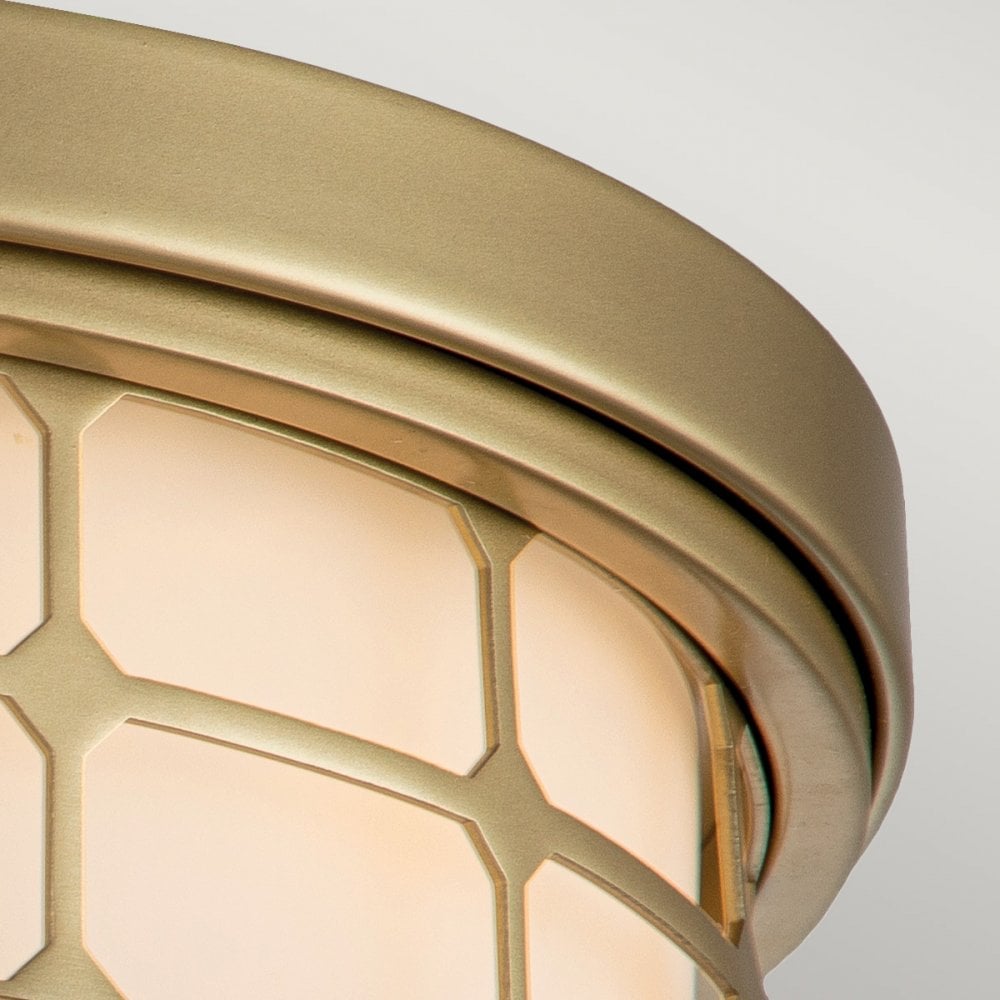 Quoizel Guardian 2 Light Bathroom Flush Fitting - Painted Natural Brass