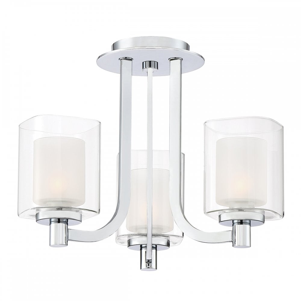Quoizel Kolt 3 Light Bathroom Semi-Flush Fitting - Polished Chrome