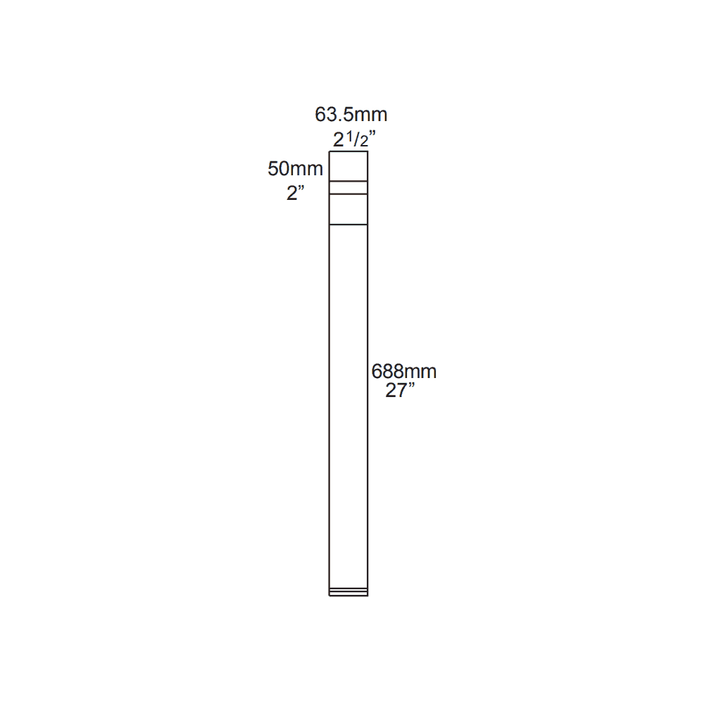 Hunza Pure LED Bollard 700mm (Surface Flange Mounted) - Powder Coat - Low Voltage