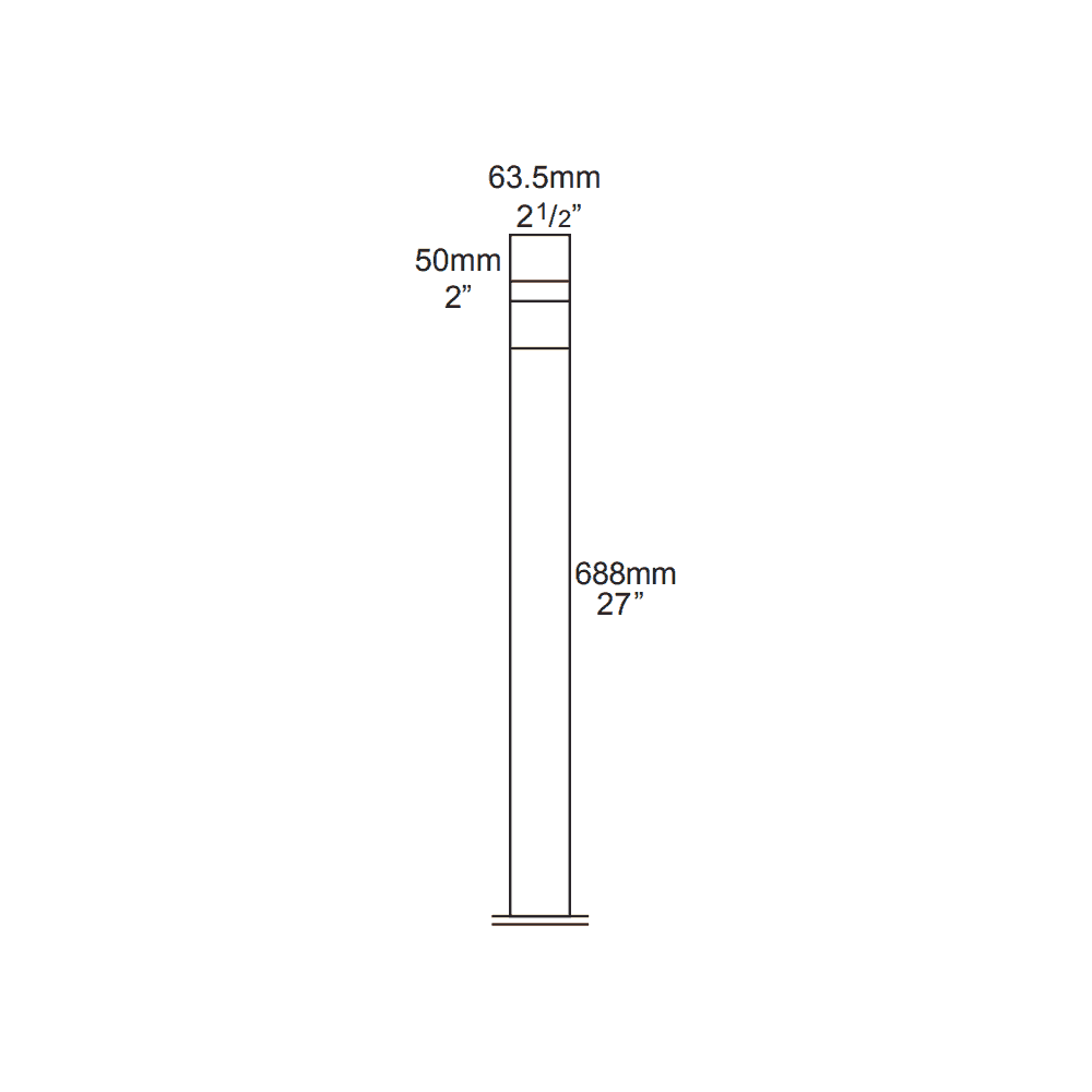 Hunza Pure LED Bollard 700mm (90mm Flange Mounted) - Powder Coat - Low Voltage