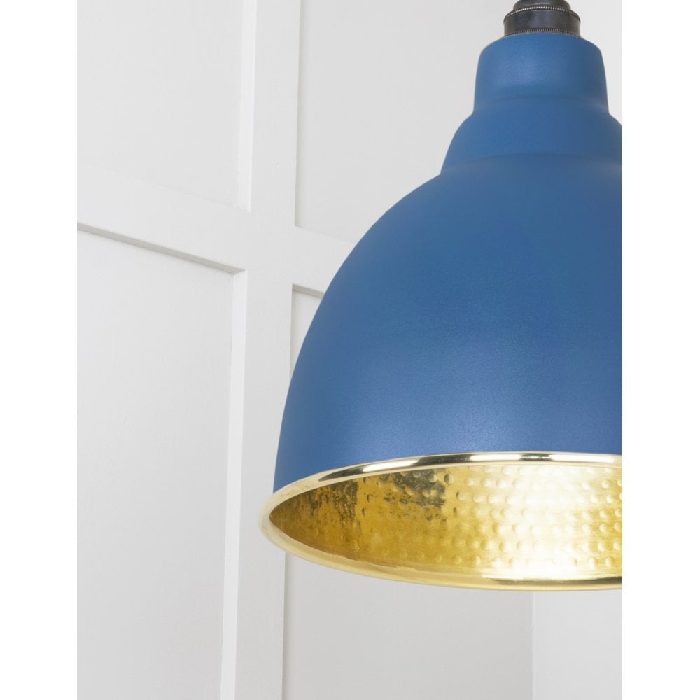 From The Anvil Hammered Brass Brindley Pendant - Upstream (Blue)