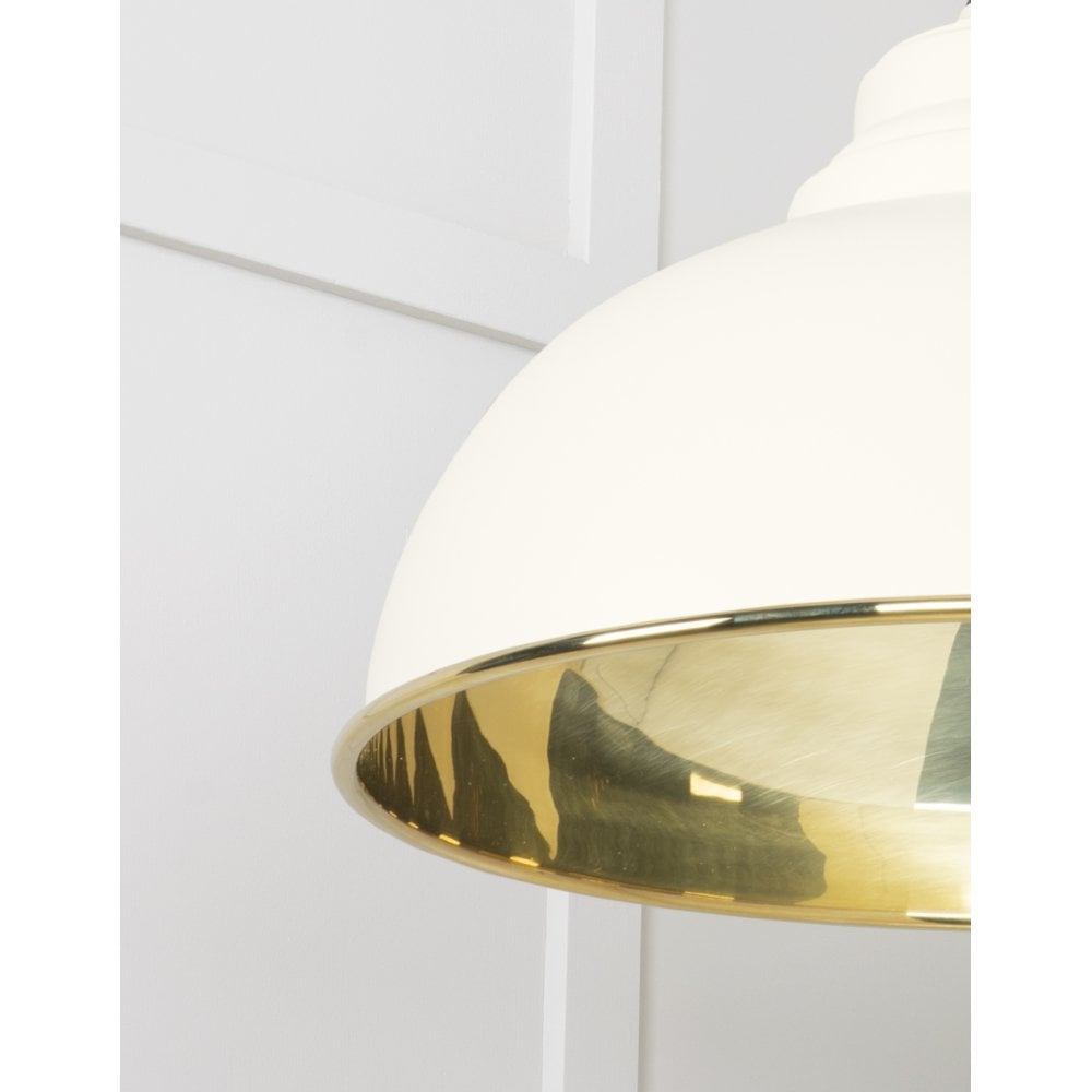 From The Anvil Smooth Brass Harborne Pendant - Teasel (Off White/Cream)