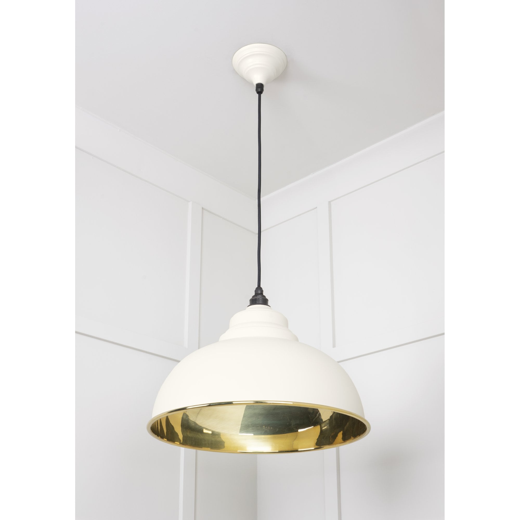 From The Anvil Smooth Brass Harborne Pendant - Teasel (Off White/Cream)