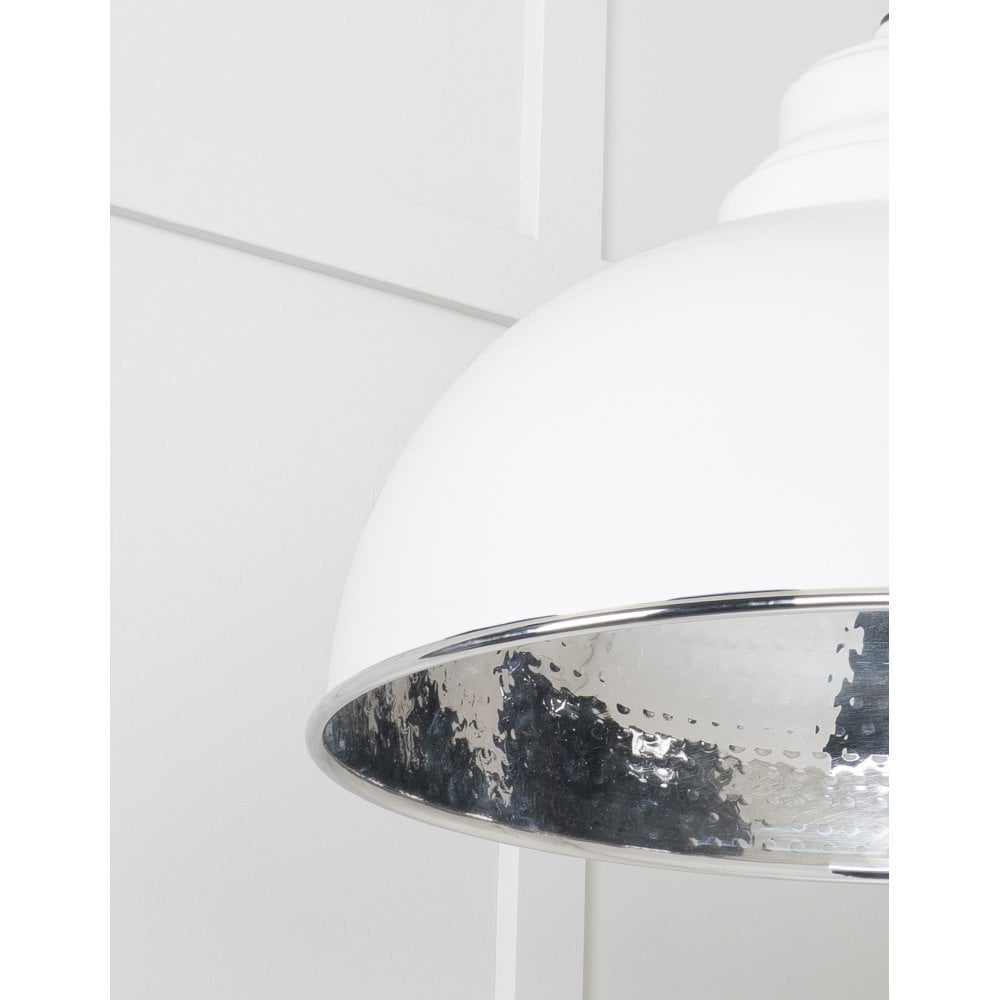From The Anvil Hammered Nickel Harborne Pendant - Flock (Matt White)