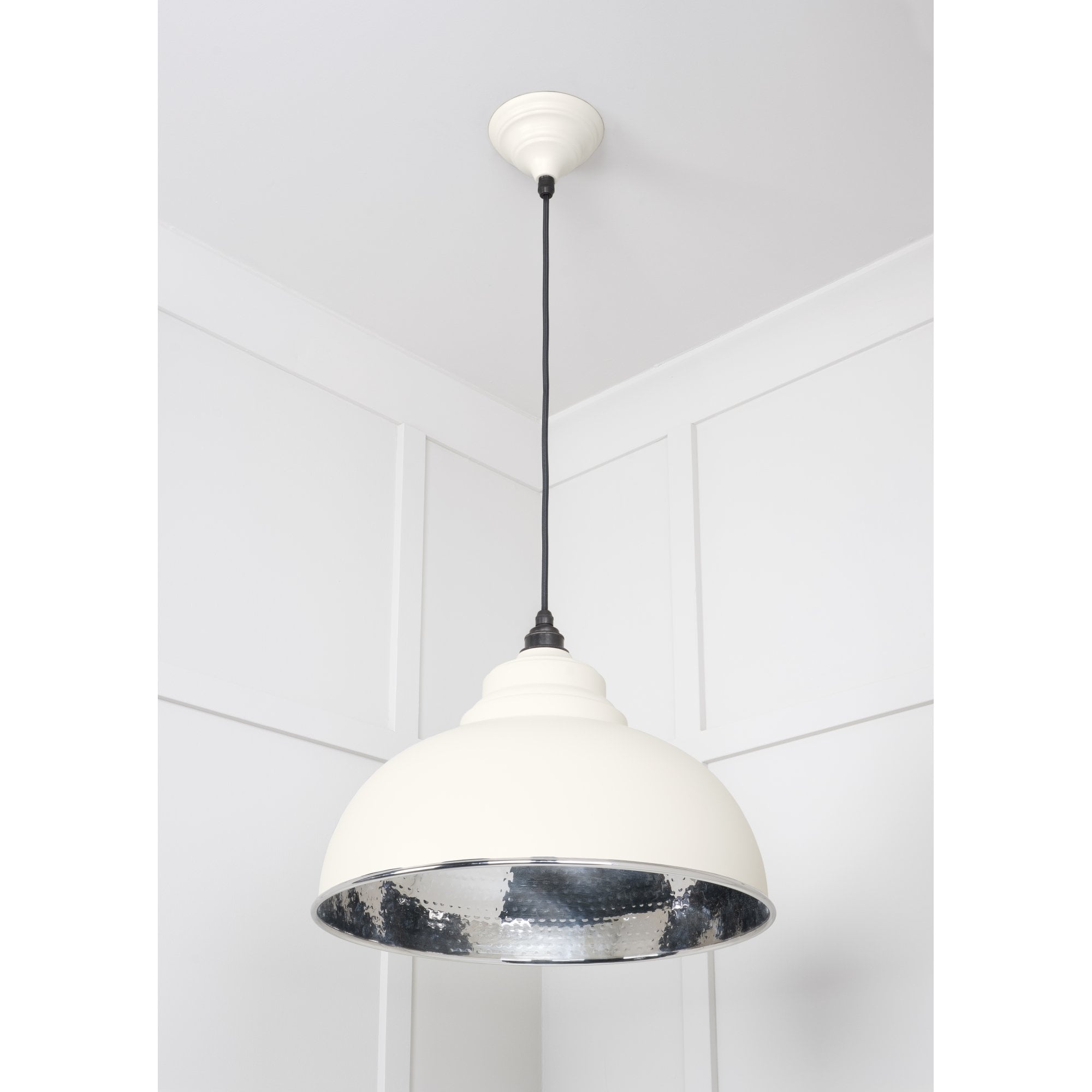 From The Anvil Hammered Nickel Harborne Pendant - Teasel (Off White/Cream)