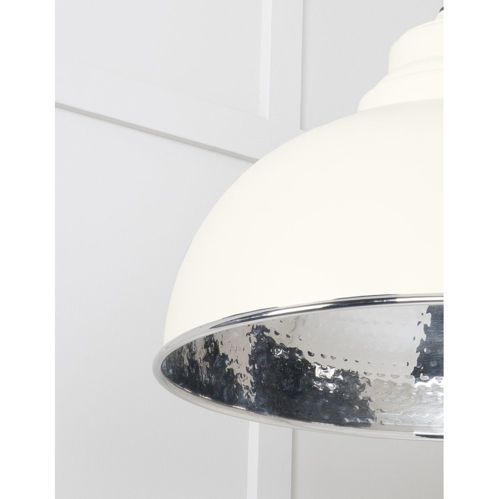 From The Anvil Hammered Nickel Harborne Pendant - Teasel (Off White/Cream)