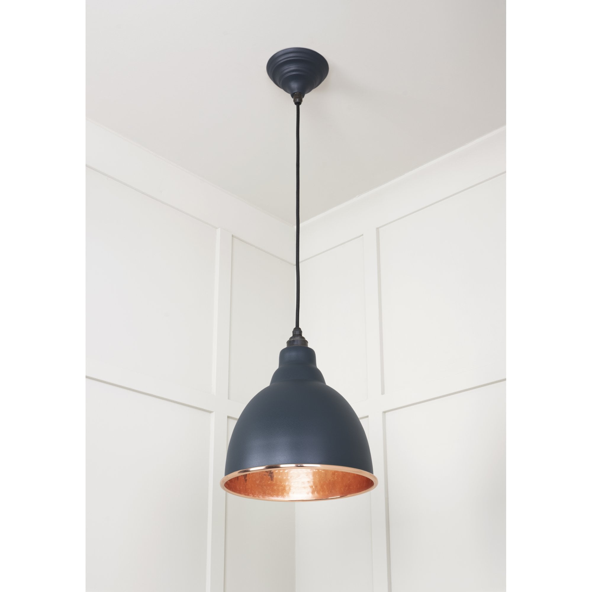 From The Anvil Hammered Copper Brindley Pendant - Soot (Dark Grey)