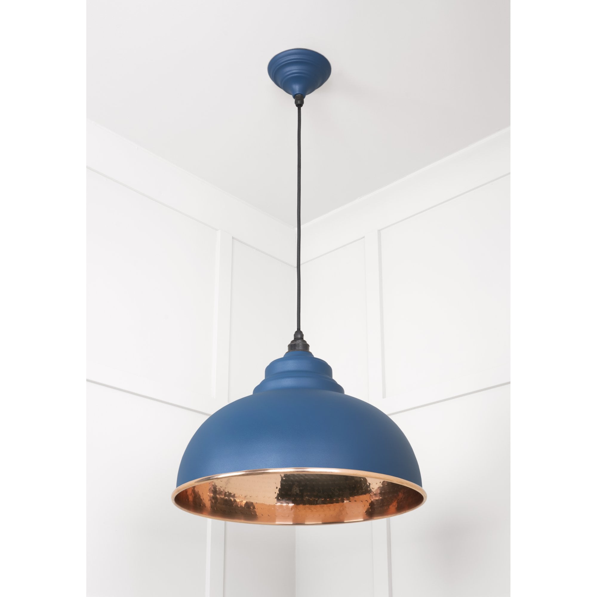 From The Anvil Hammered Copper Harborne Pendant - Upstream (Blue)