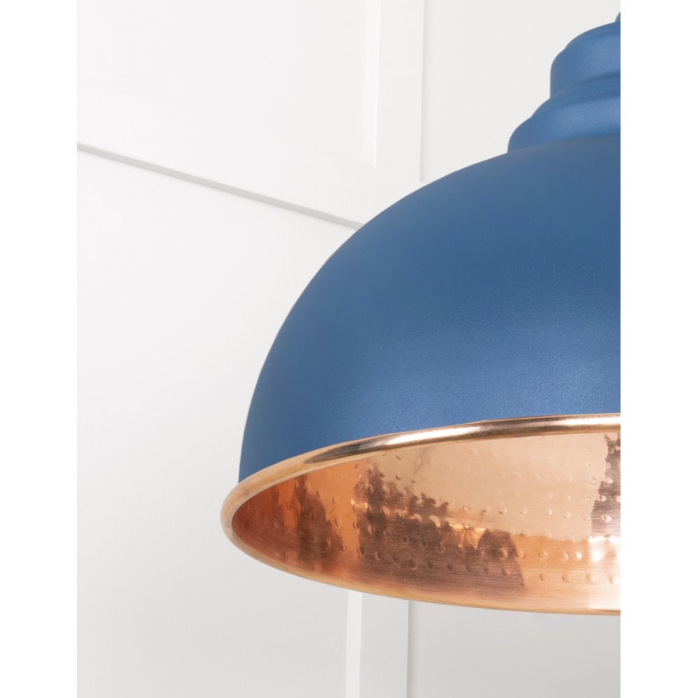 From The Anvil Hammered Copper Harborne Pendant - Upstream (Blue)