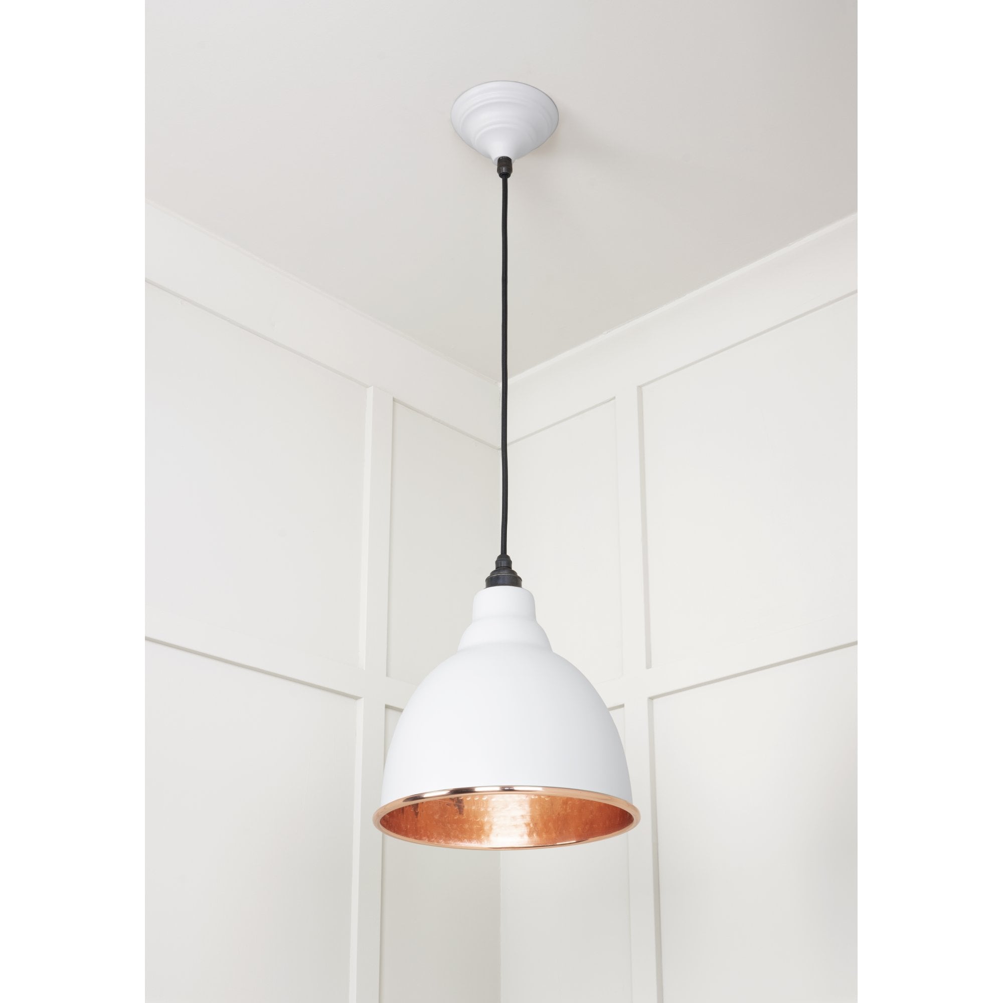 From The Anvil Hammered Copper Brindley Pendant - Flock (Matt White)