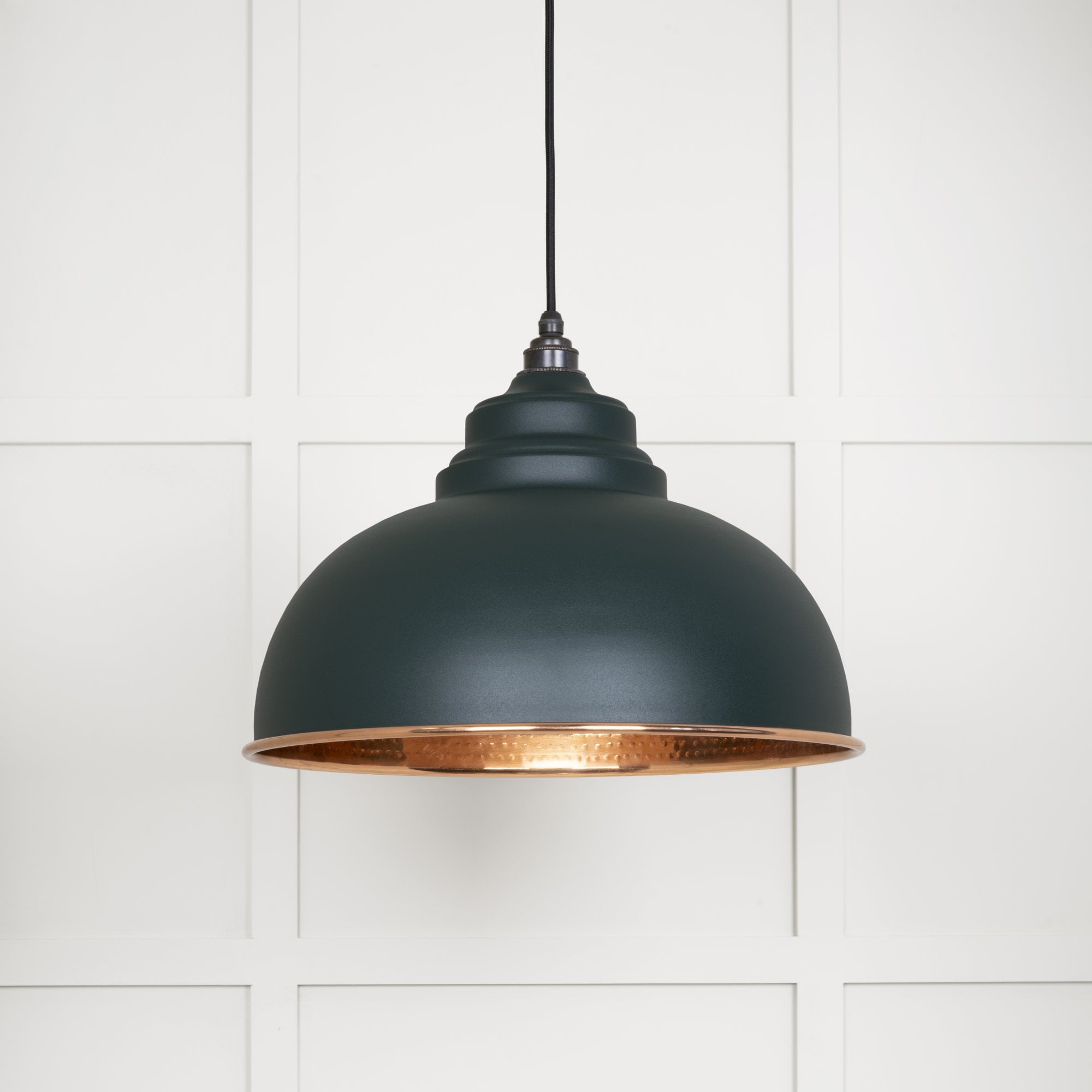 From The Anvil Hammered Copper Harborne Pendant - Dingle (Rich Green)