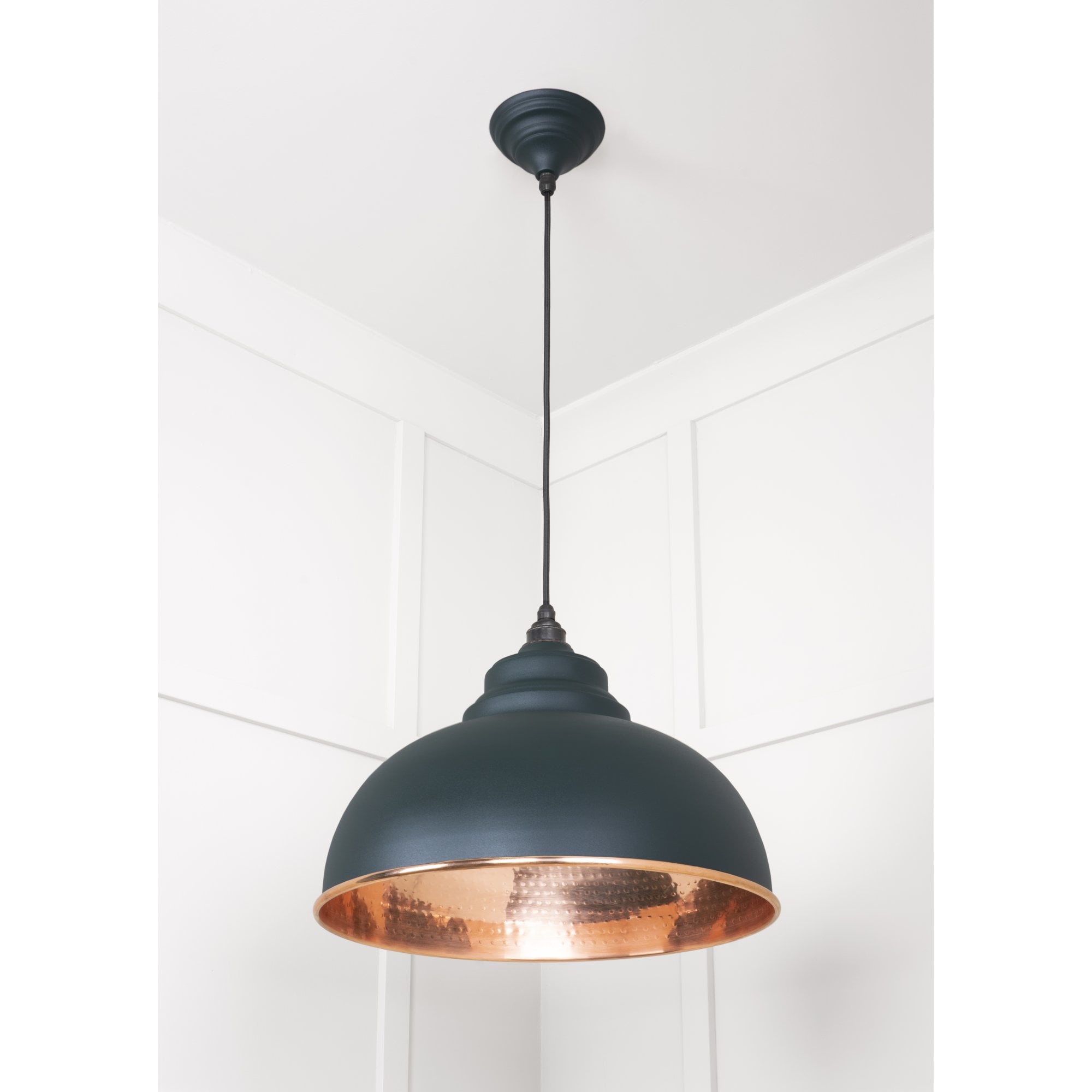 From The Anvil Hammered Copper Harborne Pendant - Dingle (Rich Green)