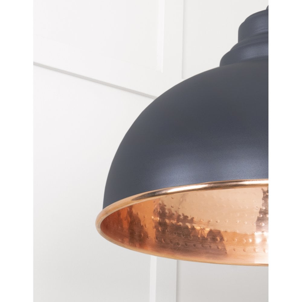 From The Anvil Hammered Copper Harborne Pendant - Slate (Mid Grey)