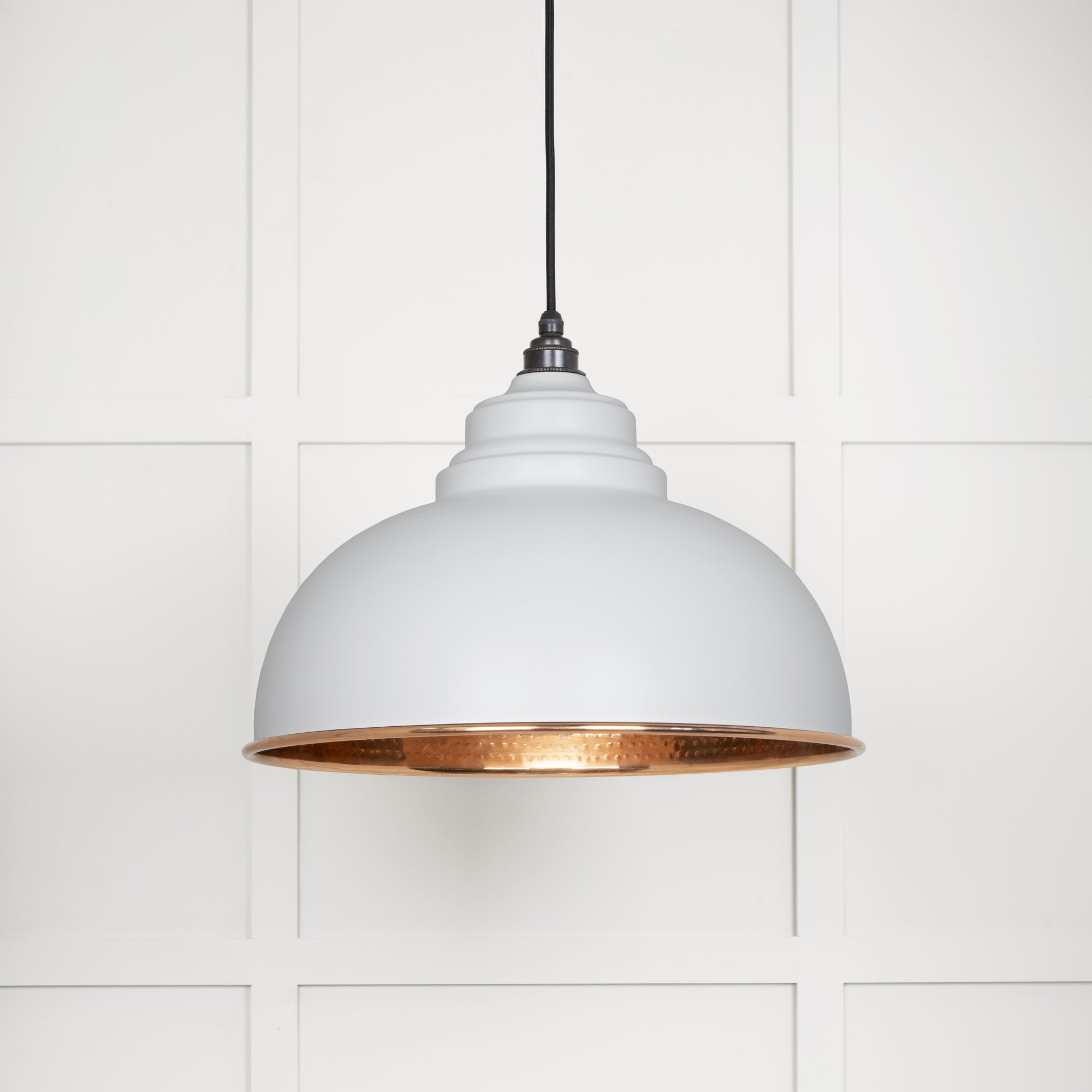 From The Anvil Hammered Copper Harborne Pendant - Flock (Matt White)
