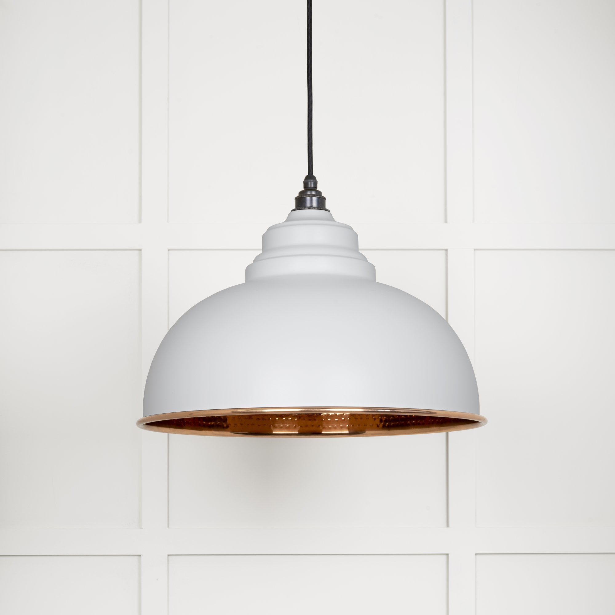 From The Anvil Hammered Copper Harborne Pendant - Flock (Matt White)