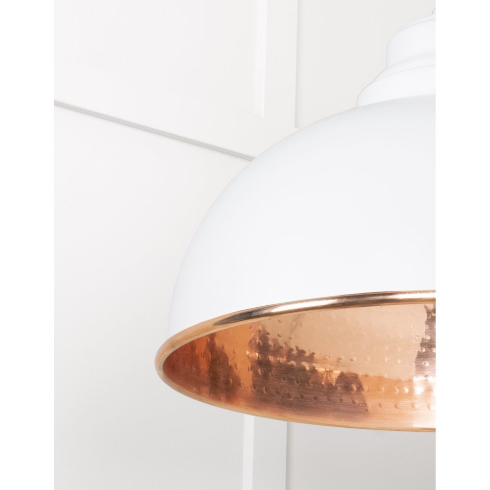 From The Anvil Hammered Copper Harborne Pendant - Flock (Matt White)
