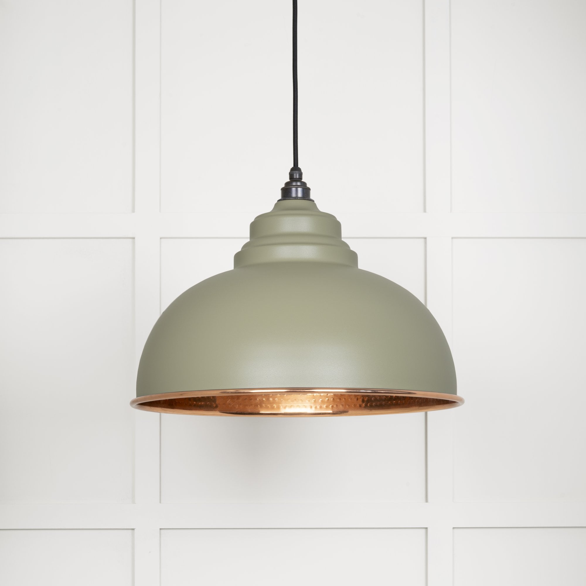 From The Anvil Hammered Copper Harborne Pendant - Tump (Pale Green)