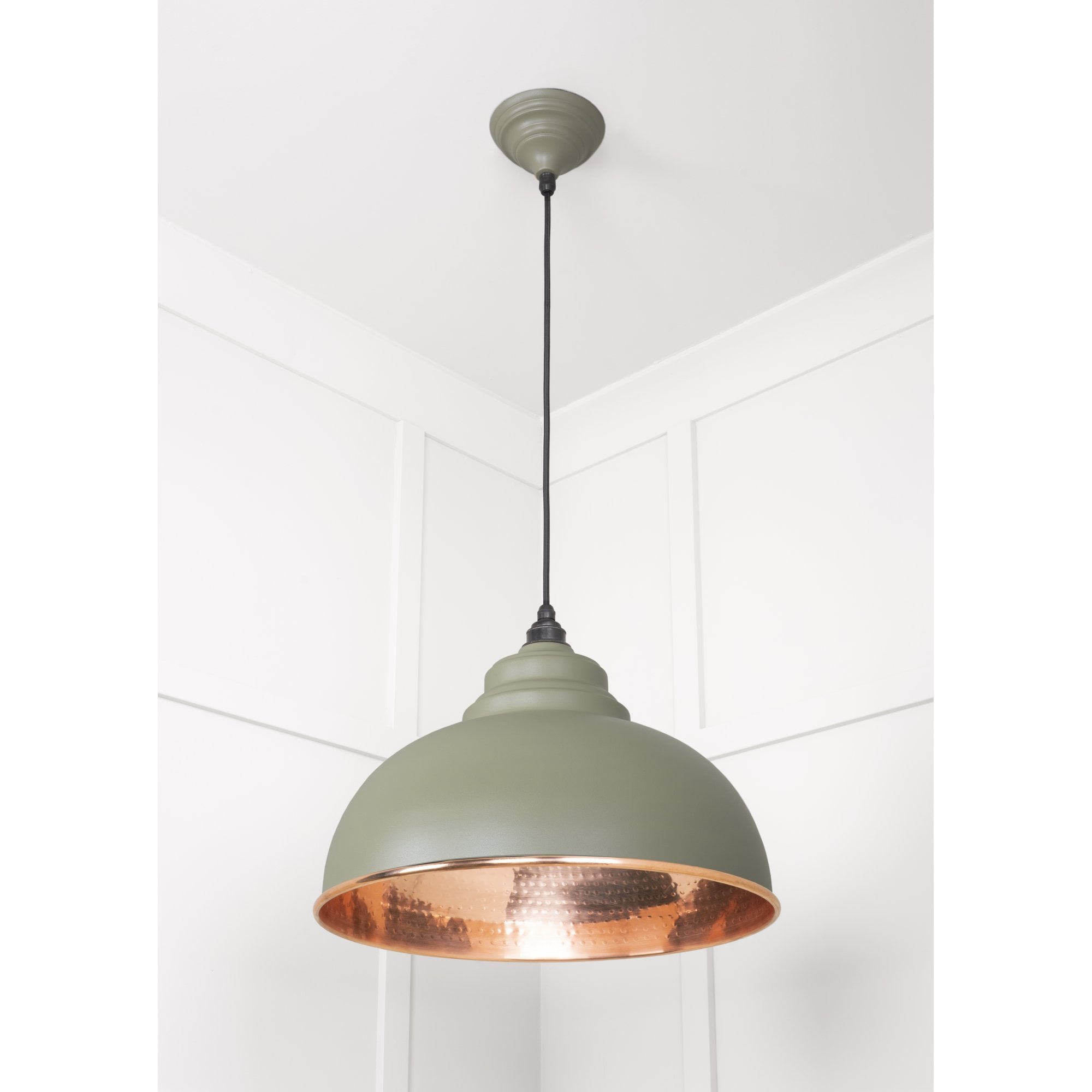From The Anvil Hammered Copper Harborne Pendant - Tump (Pale Green)