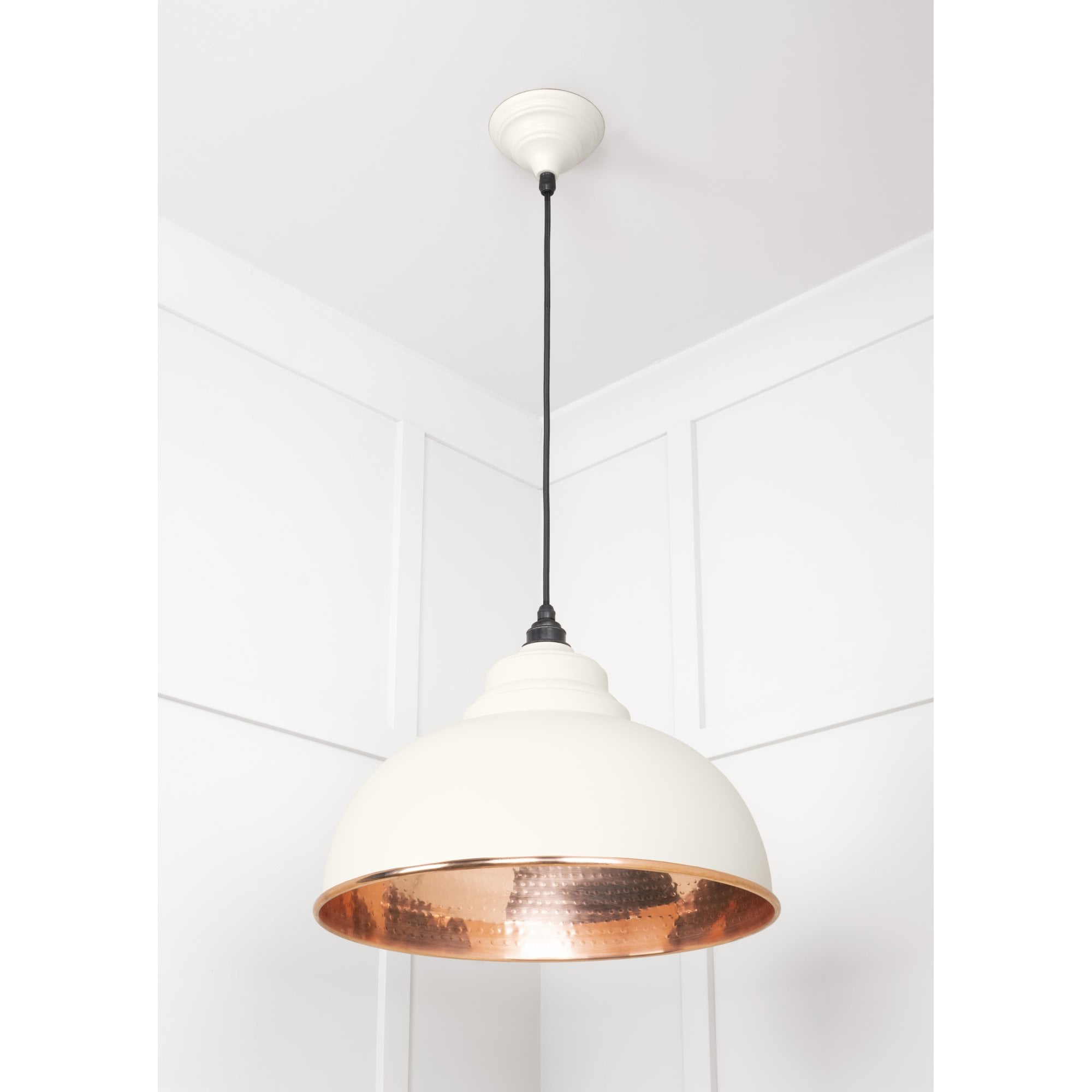From The Anvil Hammered Copper Harborne Pendant - Teasel (Off White/Cream)