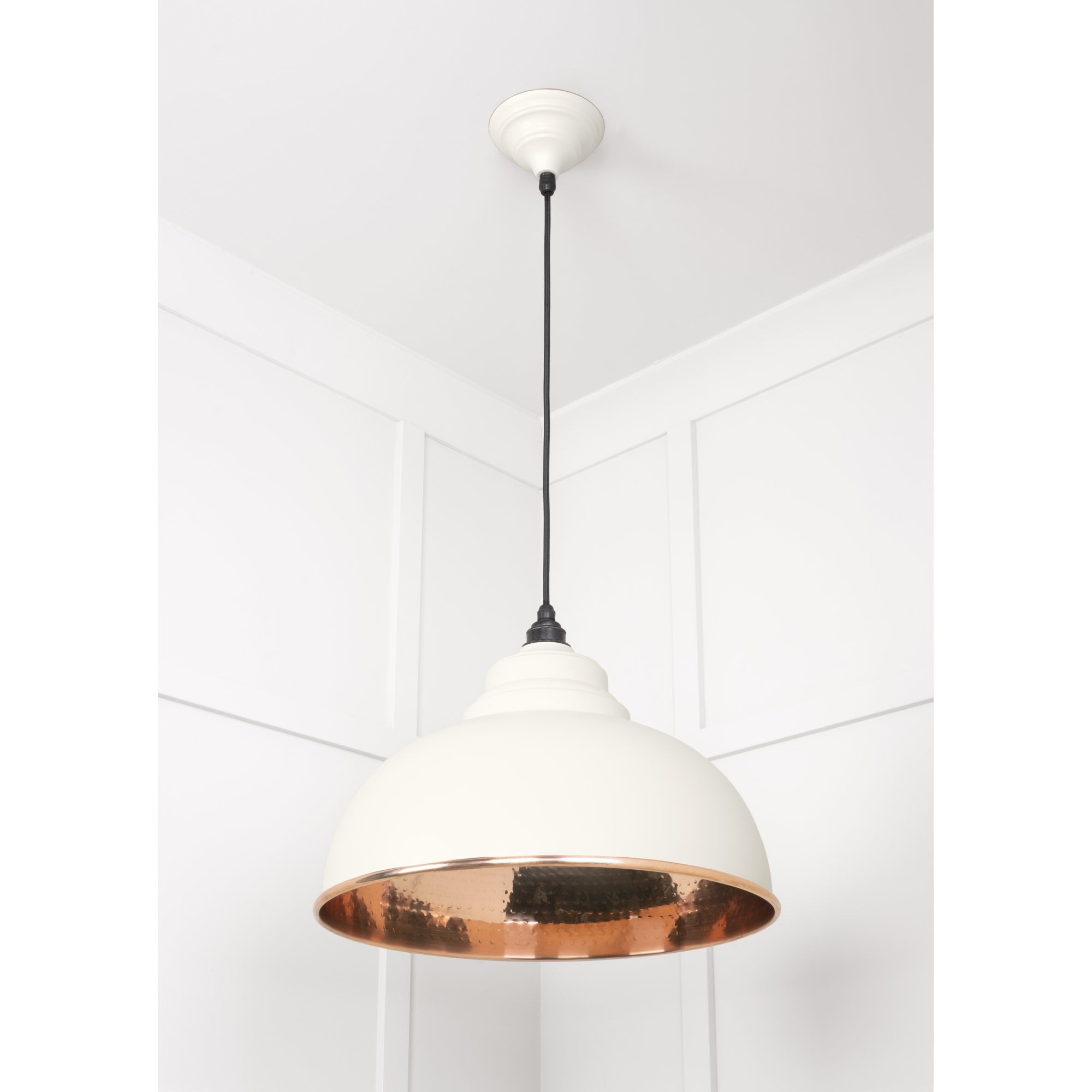 From The Anvil Hammered Copper Harborne Pendant - Teasel (Off White/Cream)