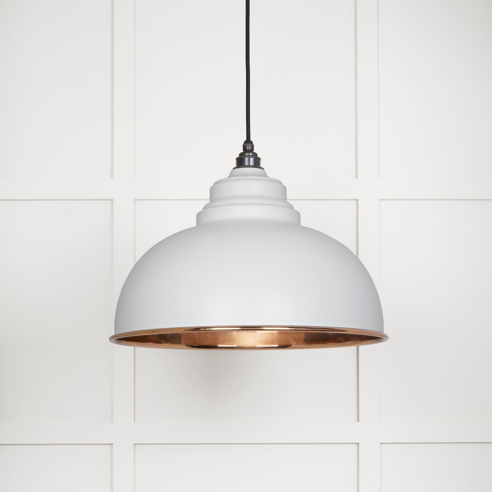 From The Anvil Smooth Copper Harborne Pendant - Flock (Matt White)