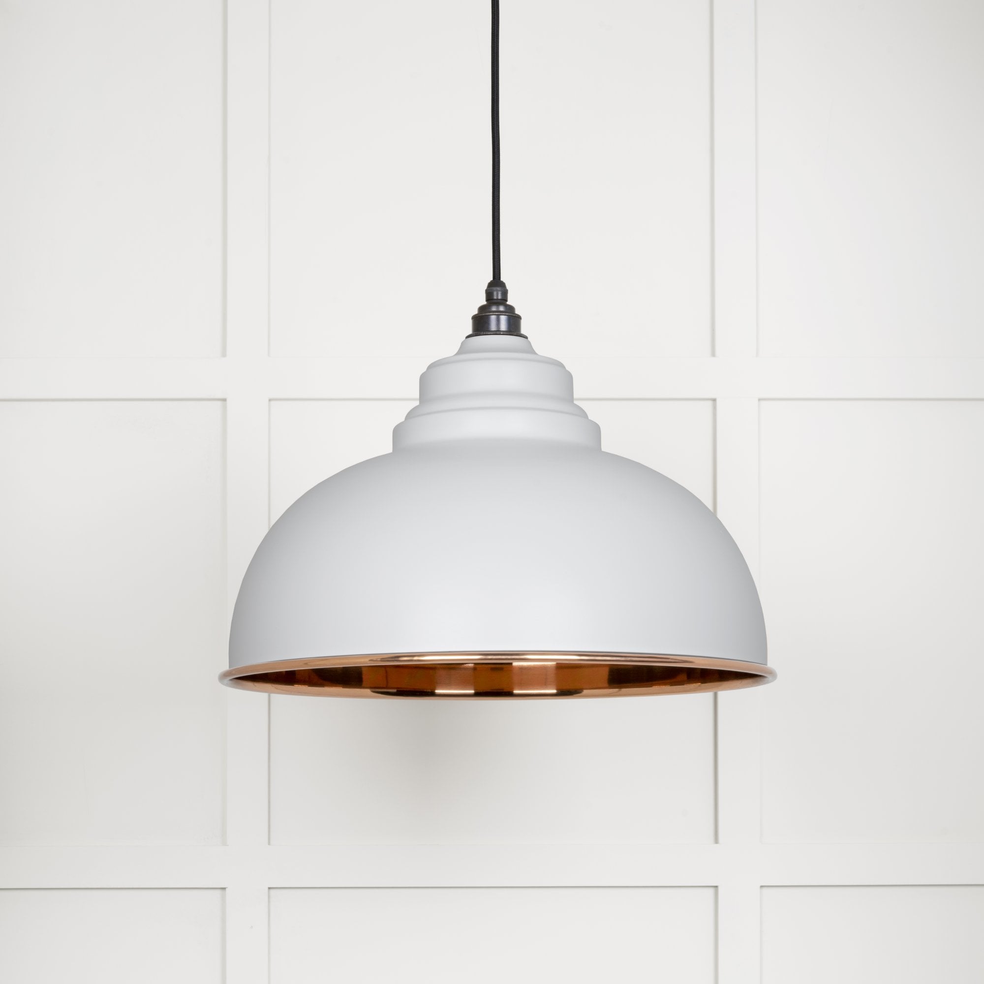 From The Anvil Smooth Copper Harborne Pendant - Flock (Matt White)