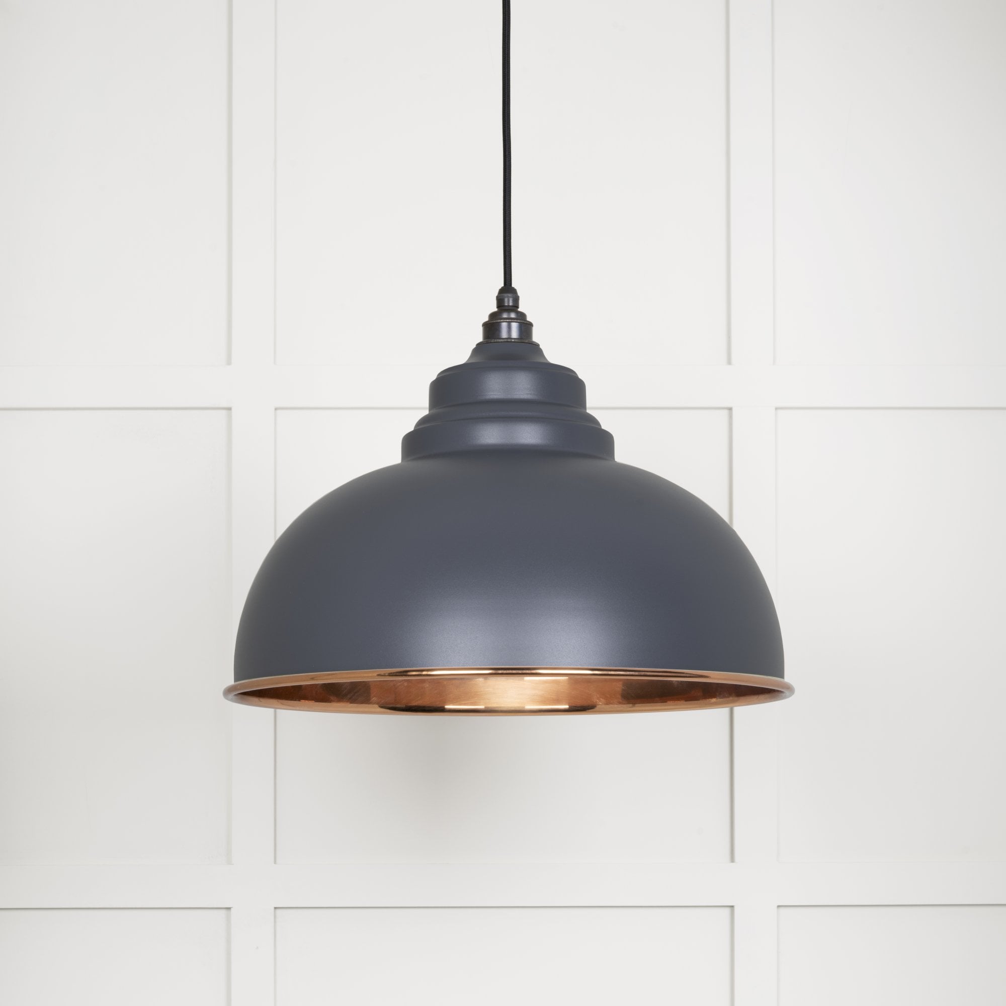 From The Anvil Smooth Copper Harborne Pendant - Slate (Mid Grey)