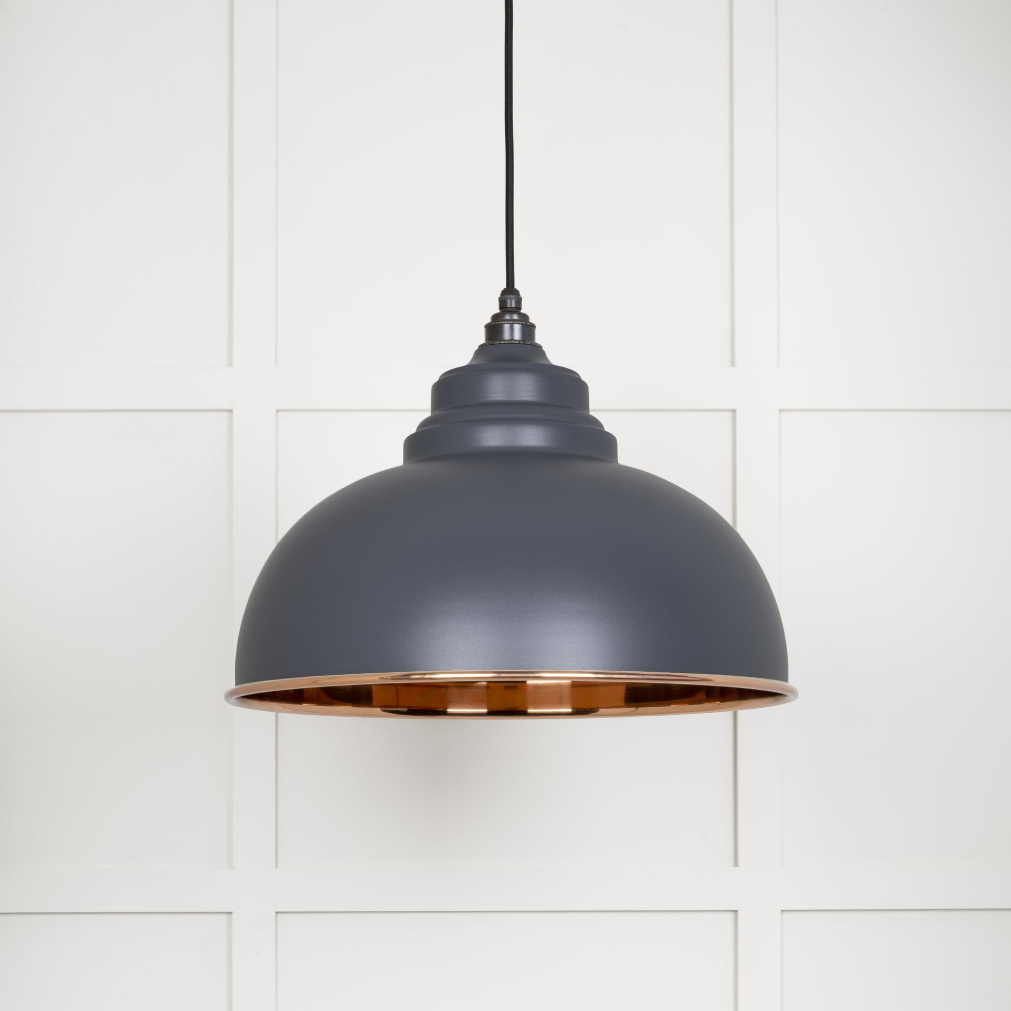From The Anvil Smooth Copper Harborne Pendant - Slate (Mid Grey)